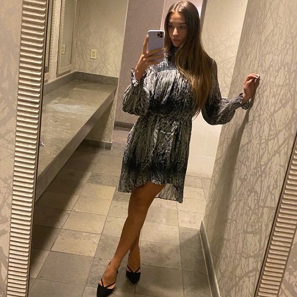 All Saints Feather-print Woven dress - Picture 5 of 15